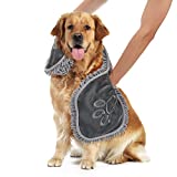 Ompaa Chenille Dog Drying Towel, Super Absorbent Microfiber Dog Bath Towels for Drying Dogs Cats, Shammy Clean Gloves for Pet Puppy Kitten Paws, Machine Washable, Grey