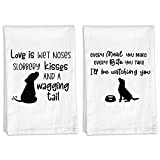 LEADO Funny Kitchen Towels and Dishcloths Sets - Christmas, Hostess, Housewarming Gifts New Home - Dog Mom, Dog Gifts, Dog Lovers Gifts for Women - Flour Sack Dish Towels, Hand Towels, Tea Towels