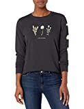 Life is good Women's Standard Crusher Graphic Long Sleeve T-Shirt, Wildflower Jet Black, XXX-Large