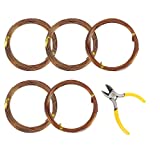NA 5 Rolls Bonsai Wires and Bonsai Tool Kit, 5-Size Starter Set - 0.8mm,1mm,1.5mm,2mm,2.5mm(16 feet Each) with Wire Cutter Aluminum Wire for Shaping Styling Indoor Bonsai Trees (Brown)