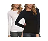 Felina Womens Layering T-Shirts 2 Pack Black/White Small