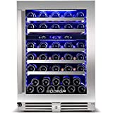 BODEGA 24 Inch Wine Cooler,56 Bottle Wine Refrigerator Dual Zone, Built-In and Freestanding Wine Fridge,with Quick and Silent Cooling System for Red, Rose and Sparkling Wines,Stylish Look