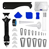 32 Pieces Caulking Nozzle  Applicator  Finishing Tool Set, Jhua 3 in 1 Caulking Tool Kit, Silicone Sealant Caulk Tool Grout Scraper, Caulking Remover Tool for Kitchen Bathroom Window Tile Sink Joint