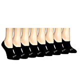 Saucony Women's Show Cushioned Invisible Liner Socks, Black Basic (8 Pairs), Shoe Size 6-10