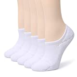 Leotruny Women's Cushion Sweat-absorbent Breathable Soft Athletic No Show Socks (White, Women shoe size:5-7)