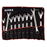 Sunex Tools 97010A SAE Raised Panel Jumbo Combination Wrench Set, 1-5/16-Inch - 2-Inch, Fully Polished, 10-Piece (Includes Roll-Case)