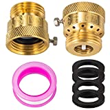 Breezliy 2-Pack Brass Vacuum Breaker Set 3/4" Anti-Siphon Hose Bib Valve for Garden Spigot RV Hose Connection Backflow Preventer Connector with Tape and Extra washers