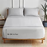 Bedsure Extra Deep Pocket Sheets - Full Size Sheets Set 4 Piece - Soft Breathable Bedding Sheets & Pillowcases - Microfiber Air Mattress Sheets Full Moisture Wicking, Light Grey, 18-24inches