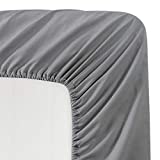 Basic Choice Solid Color Microfiber Deep Pocket Fitted Sheet, Full Size, Charcoal