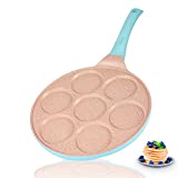 FRUITEAM Griddle Pan, Pancake Pan Nonstick 10 Inch Pancake Maker Mini Pancake Mold Pan 7-Cup Blini Pan Grill Pan for Kids Gifts Cake