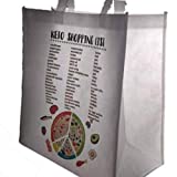 Large KETO Shopping Bags (2 Pack) Reusable Foldable Non-Woven Tote Bag With Printed Reminder Keto Shopping Lists - Ketogenic Food Snacks - Grocery List - Keto Diet