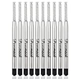 Ballpoint Pen Refills with Spring for Penneed B5/B6/B8 Pen, Parker Waterman Compatible Ballpoint Pen Refills Twist Action Medium Point 1.0mm Pack of 10(Black Ink)