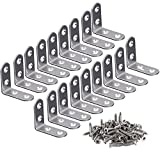 18pcs Stainless Steel Corner Braces - 40mmx40mm Heavy Duty Corner Steel Joint Right Angle L Bracket Brace Set with Screws for Shelves Furniture Wood Wall Hanging Fastener