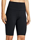 ZUTY Biker Shorts for Women High Waisted with 2 Hidden Pockets Workout Athletic Compression Yoga Long Shorts Black S