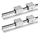 CNC Parts 2Pcs SBR20-1200mm Linear Rail Guide with 4Pcs SBR20UU Bearing Block for Fully Supported Linear Rail Length 47.2 inch(1200mm)