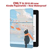 Young me martShell Case for 2018 All-New Kindle Paperwhite with Hand Strap - The Thinnest and Lightest Leather Cover Auto Sleep/Wake for Kindle Paperwhite 10th Generation (Cat's Dreams)