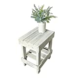 del Hutson Designs 100 Percent Reclaimed Solid Wood Rustic Contemporary Farmhouse Decor Slim Side End Table for Living Room or Bedroom, White