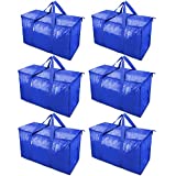 TICONN 6 Pack Extra Large Moving Bags with Zippers & Carrying Handles, Heavy-Duty Storage Tote for Space Saving Moving Storage