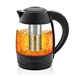 Chefman Digital Electric Kettle with Rapid 3 Minute Boil Technology, Custom Steep Timer and Temperature Presets, Bonus Tea Infuser, Rust and Discoloration Proof, 1.7 Liter, Matte Black, 1500W