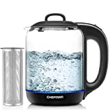 Chefman 1.7 Liter Electric Kettle With Tea Infuser, Cordless With Removable Lid And 360 Swivel Base, LED Indicator Lights