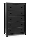 Storkcraft Kenton 5 Drawer Universal Dresser | Wood and Composite Construction, Ideal for Nursery, Toddlers or Kids Room | Black