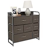 mDesign Dresser Storage Furniture Organizer - Large Standing Unit for Bedroom, Office, Entryway, Living Room and Closet - 7 Removable Fabric Drawers - Charcoal/Graphite Gray