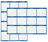24" x 36" SwiftGlimpse 2022 Wall Calendar Erasable Large Wet & Dry Erase Laminated 12 Month Annual Yearly Wall Planner, Reversible, Horizontal/Vertical, Navy