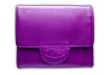 Big Skinny Women's Trixie Leather Tri-Fold Slim Wallet, Holds Up to 30 Cards, Plum Purple