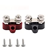 5/16" Battery Terminals Blocks Positive Negative 12V - 48V DC Insulated Heavy-Duty Dual M8 Studs Power Distribution Junction Block Red Black 2 Pack