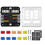 Kohree 6 Way 12V Blade Fuse Block 12 Volt Waterproof Fuse Box Holder, 6 Circuit W/Negative Bus Fuse Box with LED Indicator for 12V/24V Automotive Truck Boat Marine RV Van Vehicle