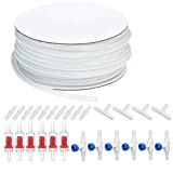 Aquarium Air Pump Accessories Set 25 Feet Airline Tubing with 6 Check Valves, 6 Control Valve and 40 Connectors for Fish Tank White