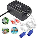 Aquarium Air Pump, Rifny Adjustable Air Pump Kit with Dual Outlet Air Valve, Fish Tank Oxygen Pump with Air Stones Silicone Tube Check Valves for 1-80 Gallon