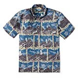 Reyn Spooner Men's Hawai'I Volcanoes National Park Hawaiian Aloha Shirt, Ensign Blue, Medium - Button Front