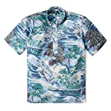 Reyn Spooner Men's Niwaki Hawaiian Aloha Shirt, Dress Blues, Medium - Pullover