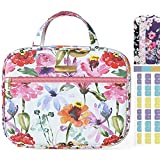 Bible Cover Bag/Book Case Floral Synthetic Leather Pattern with Bible Tabs Bookmarks and Handle Fits for Standard Size Study Bible 10.2×2.5×7.5”, Gift for Mom Ladies Women Daughter (Pansy Flower)