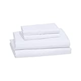 Amazon Basics Lightweight Super Soft Easy Care Microfiber Bed Sheet Set with 14" Deep Pockets - Full, Bright White
