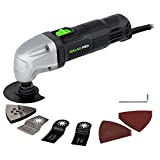 GALAX PRO 22000 OPM 1.5A Oscillating Multi Tool, 3 Degree Oscillating Angle with 3 Pieces Saw Blades, 1 Piece Semi Circle Blade Sanding Plate, 6 Pieces Sanding Papers for Sanding, Grinding