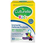 Culturelle Kids Immune Defense, Probiotic Vitamin C, Vitamin D and Zinc + Elderberry, Immune Support for Kids*, Mixed Berry Chewables, 30 Count
