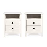 GBU Bedroom Nightstands - Set of 2 Wooden Night Stands with Drawer for Home Bedside End Table Large Storage Furniture, White Wood Grain