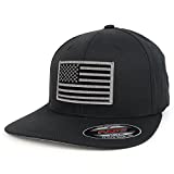 Armycrew XXL USA American Flag Embroidered Iron On Patch Flexfit Cap - BLK Gry