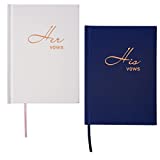 Avamie His and Her Wedding Vow Books Keepsakes, Wedding Officiant Books, Vow Renewal Books, Premium Hardcover with Sparkles, Gold Foil and Gilded Edges, 5.7x4 inch, Sparkling White and Navy, 46 Pages