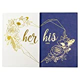 COFICE Vow Books for Wedding, His and Hers Marriage Vows to Remember Renewal Brides Journal, Leather Hardcover Booklet Keepsake, Bridal Shower Gift, Set of 2,White & Navy Blue