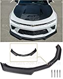 Replacement for 2016-Present Chevrolet Camaro SS 2019-Present LT LS RS Models | Second Generation Refresh Style Front Bumper Lip Splitter Fascia Extension (ABS Plastic - Matte Black)