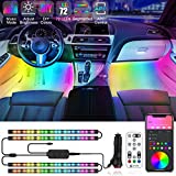 ECOLOR Interior Car Lights, 72 LEDs Car Led Lights Segmented Control, APP Control and Remote, 2 Line Waterproof LED Car Strip Lights, Music Sync, Under Dash Car Lighting Kit for Cars, Trucks, DC 12V