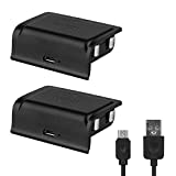 Riida Xbox one Battery Pack 1200mAh (2-Pack) Rechargeable Lithium for Xbox One S/Xbox One X/Xbox One Elite Wireless Controller with 2 of 1 Feet Micro USB Charging Cable and LED Indicator