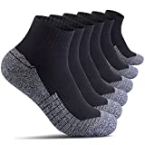 AMAZ-PLAY Cotton Socks for Men Low Cut, Max Cushion Thick Athletic Ankle Mens Sock for Hiking Running Sport Work 6 Pack Color Black Size 6-12