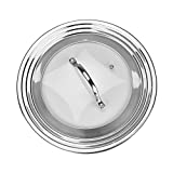 Modern Innovations Universal Lid with Tempered Glass Top for Pots & Pans, Fits 8.25, 9, 10, 11, and 12 Inch Cookware - Large Replacement Frying Pan Cover, Cast Iron Skillet Lids - Stainless Steel