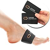 Copper Compression Padded Arch Support - 2 Padded Plantar Fasciitis Sleeves. Guaranteed Highest Copper Arch Supports with Pad. Planter Fasciitis Support Braces for Foot Care, Feet Pain, Flat Arches