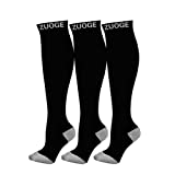 3 Pairs Compression Socks Pack - Best Medical, Nursing, Travel & Flight Socks - Running & Fitness - 15-20mmHg