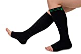 Vagabond 3XL Wide Calf Plus Size Toeless Compression Socks, 15-20 mmHg for Leg Fatigue, Pain, & Swelling (Black)